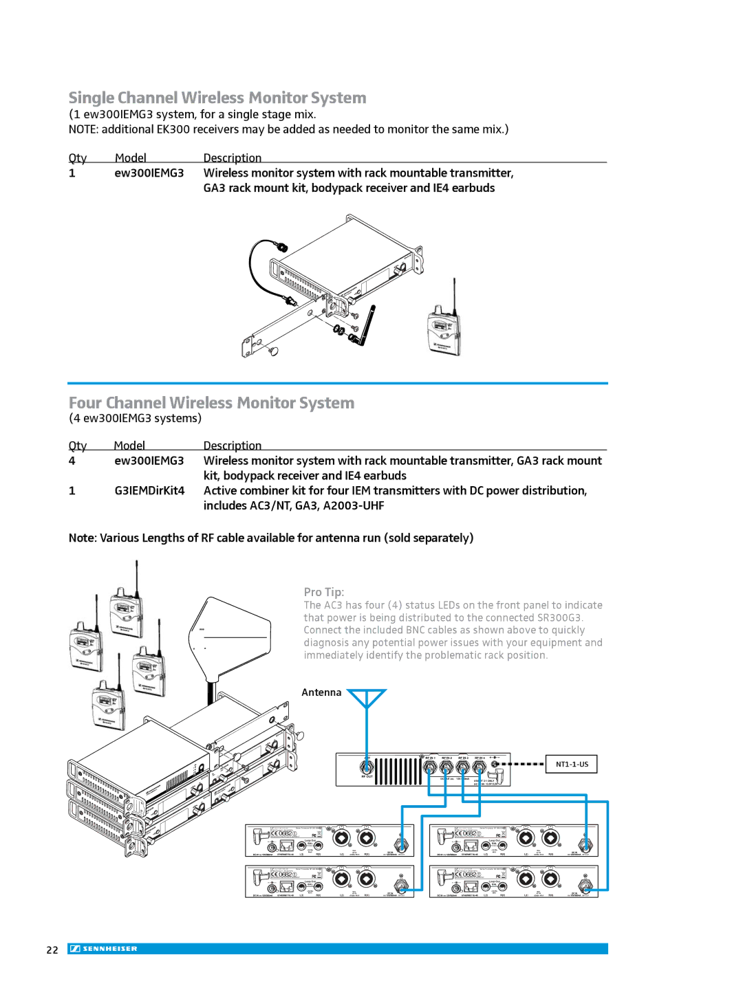 Sennheiser EW335G3, EW300IEMG3 manual Single Channel Wireless Monitor System 